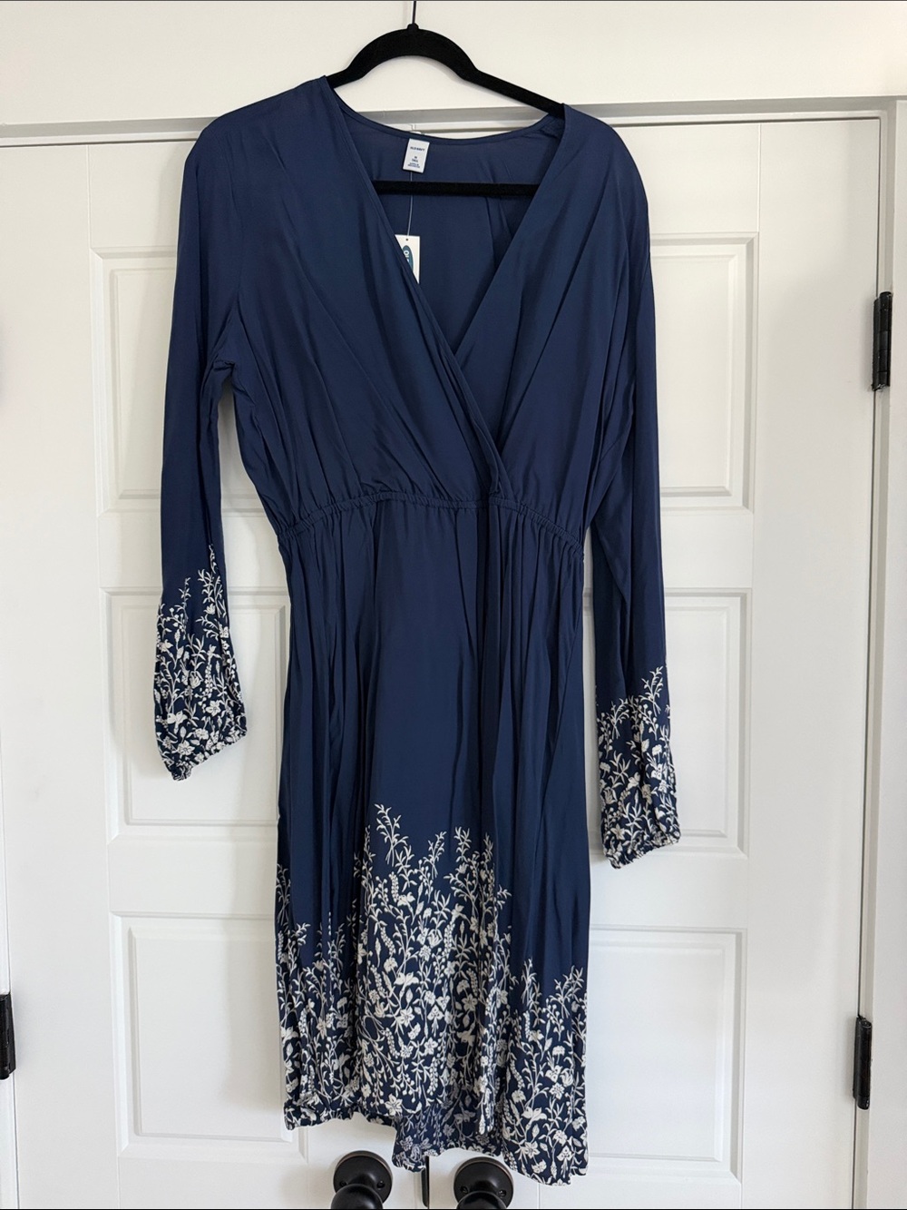 Women's Navy Blue Floral Dress - Medium Tall